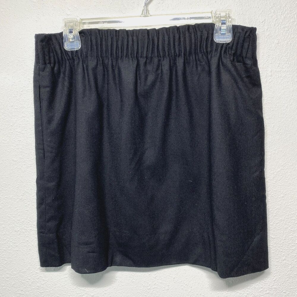 J. Crew Womens Black Wool Blend Elastic Waist Short Skirt Size 6